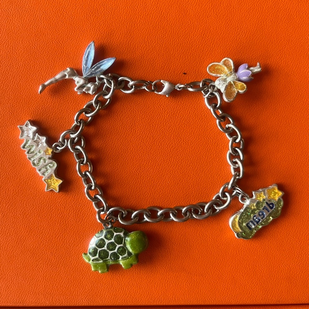 Silver Charm Bracelet with Colorful Disney Charms